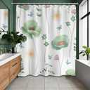 Sage Green Watercolor Floral Shower Curtain Light Green and White Spring Summer Modern Minimalist Flower Shower Curtains for Bathroom Decor, Waterproof Cloth Fabric with Hooks, 70x84 in