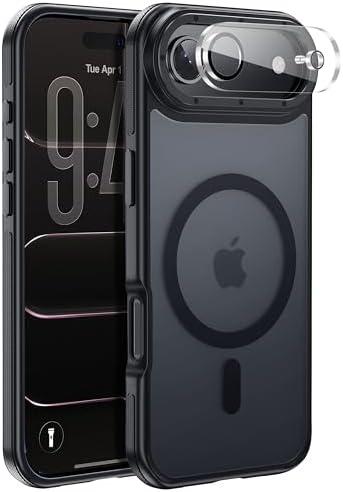 Yzoiko Magnetic for iPhone Air case, with Camera Lens Protector [10Ft Military-Grade Protection] Compatible with fit MagSafe Slim case for iPhone 17 Air 6.5 inch, Black Bumper