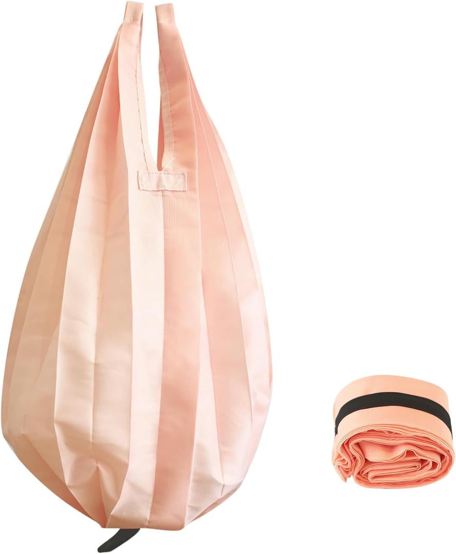 Reusable Grocery Bags Foldable Eco-Friendly Foldable Tote Bag for Shopping, Farmers Market or Everyday Adventures PINK