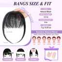 Yorda Bangs Hair Clip 100% Human Hair Clip in Bangs Fringe with Temples Wispy/French Bangs for Women Natural Looking for Daily Use (Wispy Bangs, Natural Black)