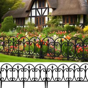 20 Pcs Garden Border Edging 40ft Plastic Decorative Border Lightweight Flexible Yard Landscaping Fence for Outdoor Lawn Flowerbed (Black)