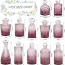 SUPMIND 12pcs Glass Bud Vase Set, Small Purple Flower Vases for Centerpieces in Bulk, Mini Vintage Vase for Wedding, Home,Table Decoration