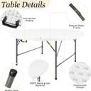 HAISIWLKJ 4FT Round Folding Table White Fold-in-Half with Carrying Handle Portable Plastic Table for Outdoor or Indoor Events,Dining,Wedding, Camping,Party Table