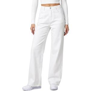 HDLTE Women Wide Leg Jeans High Waist Baggy Jeans Loose Boyfriend Jeans Denim Pants Y2K 90s White, Medium