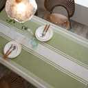 ArtBud Burlap Cotton Linen Table Clothes Farmhouse Tablecloth Striped Picnic Table Cover Heavy Fabric Table Top Coffee Kitchen Dcor Green Rectangle 55"102"(8-10 Seats)