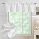 Chyhomenyc White Valance for Windows, Light Filtering Faux Linen Textured Semi Sheer Small Short Valance for Bathroom Laundry Basement, 60Wx14L inch, 1 Piece (60"W x 14"L (Pack of 1))