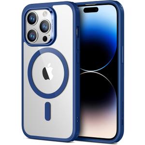 ESR for iPhone 14 Pro Max Case, Compatible with MagSafe, Shockproof Military-Grade Protection, Yellowing Resistant, Magnetic Classic Hybrid Case (HaloLock), Clear Blue