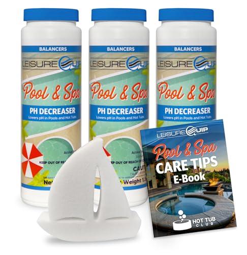 LeisureQuip Pool & Spa Balancers pH Decreaser 4 Pack with ScumBoat and Hot Tub Care Ebook - Balancing Chemicals for Hot Tubs, Above Ground Pools, & Spas LeisureQuip Pool & Spa Balancers pH Decreaser 4 Pack with ScumBoat and Hot Tub Care Ebook - Balancing Chemicals for Hot Tubs, Above Ground Pools, & Spas