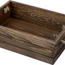 MyGift 13 Inch Rustic Brown Wood Decorative Storage Organizer Bin with Rope Handles, Open Top Small Crate Box for Bathroom Accessories, Books, Crafts, Fruits
