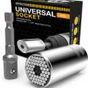 Universal Socket, Self-adjusting Socket Fits Standard 3/8'' - 1-1/16'' Metric 9mm-27mm, Adapter Socket for Wrench Ratchet & Power Drill, Tools Gifts for Men Him Husband Dad Father DIY Handyman Women