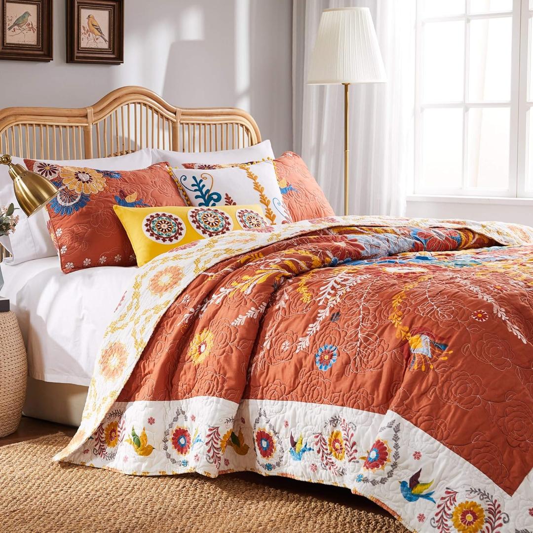 Greenland Home Barefoot Bungalow Topanga Quilt Set, 5-Piece Queen, Multi