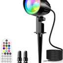 MEIKEE 15W RGBW Low Voltage Landscape Lighting, DC/AC 12V 24V Color Changing LED Landscape Lights IP66 Waterproof Garden Path Driveway Landscape Outdoor Lighting
