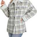Dokotoo Winter Coats for Women Button Down Plaid Flannel Shirts Warm Sherpa Fleece Jacket size S