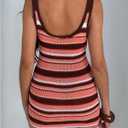 MakeMeChic Women's Striped Mini Dress Crochet Beach Cover Ups (Pink, L)