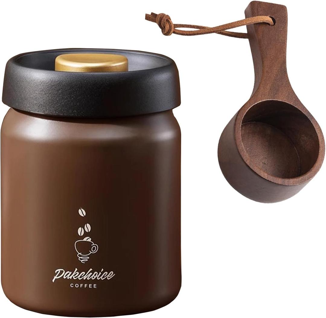 Vacuum Sealed Coffee Canister 316 Stainless Steel Air Tight Container for Coffee Beans & Grounds, Preserves Freshness, light-proof storage (Coffee, 900ml)