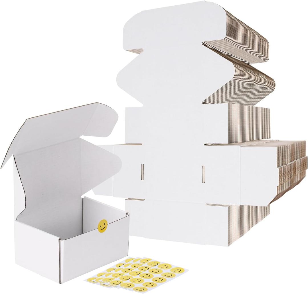 RLAVBL 6x4x3 Shipping Boxes Set of 50, White Corrugated Cardboard Box for Packing, Mailing, Business