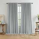 KEQIAOSUOCAI Full Blackout Linen Curtain Panels, Back Tab Rod Pocket Hook Belt Pleated Look Curtains, Energy Efficient Drapes for Living Room Patio Door Blinds Light Grey 72x108 1 Pair