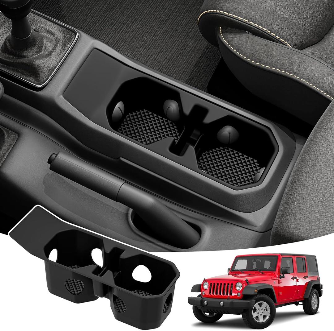Cup Holder Coaster Fit for 2018-2025 Jeep Wrangler JL JLU 4XE/Gladiator JT Accessories, Cup Holder Mat Pad Inserts Interior CupHolder Liner for 2024 Jeep Wrangler(for Wrangler&Gladiator)