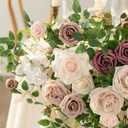 Ling's moment 2PCS Dusty Rose Artificial Floral Swags Wedding Arch Flowers Pink Rose Garland Greenery Centerpieces Arrangements for Sweetheart/Head Table Easel Wall Entryway Board Backdrop Decor