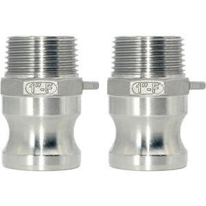 2PCS Stainless Steel 1" Type F Cam and Groove Hose Fitting, Type F cam groove hose fitting,Male Camlock Adapter x Male NPT 316 stainless steel(1")