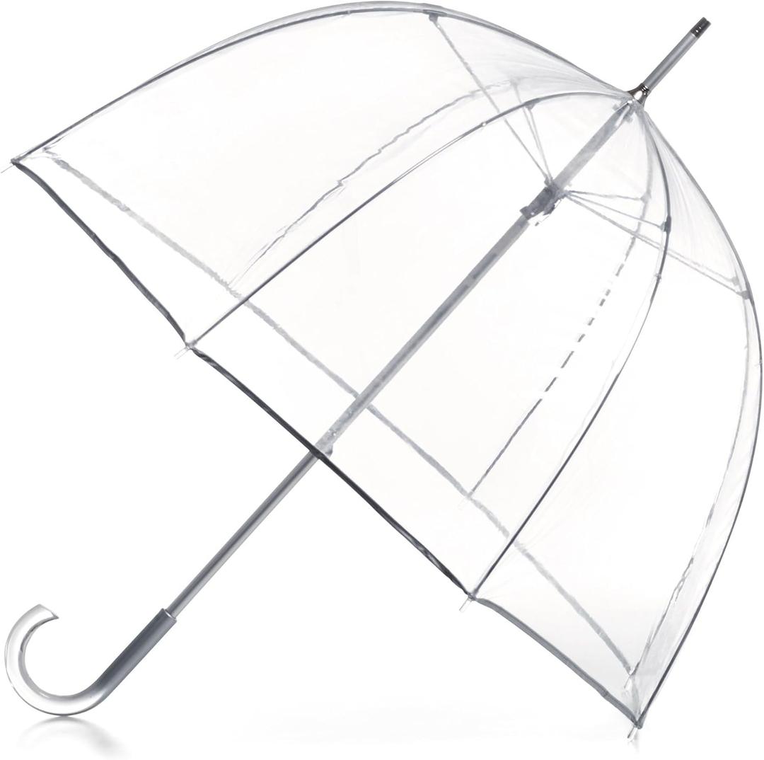 Totes Signature Clear Bubble, Rain & Windproof Umbrella - Perfect for Weddings, Travel and Outdoor Events - Curved Handle with Deluxe Finish, in Transparent, 51" Canopy 