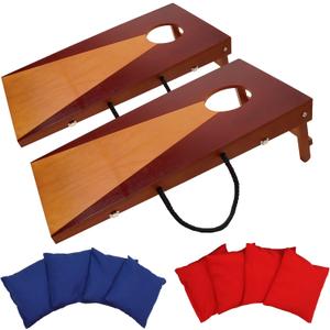 GSE Games & Sports Expert Portable Cornhole Board Set 1x2 ft, Solid Wood Frame with Plywood Board, Indoor & Outdoor Bean Bag Toss Game for Office, Home, Backyard, Beach, Camping, Tailgate, Travel