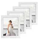 iRahmen 8x10 Picture Frame Set of 4, High Definition Glass Distressed White Frame, 8 x 10 Photo Frames for Tabletop Display and Wall Mounting
