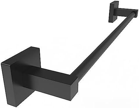 RUACQ Towel Bar 16 inch, Towel Racks for Bathroom Wall Mounted, SUS304 Stainless Steel Towel Holder, Hand Towel Holder Organizer, Matte Black Single Bar, Total Length 18 inch