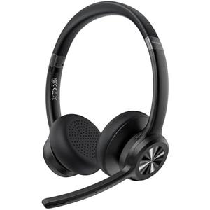 TECKNET Wireless Headset, Bluetooth Headset with AI Noise Cancelling Microphone - Rechargeable Bluetooth V5.2 Headphones, 50H Playtime & Mic Mute, On Ear Headphones for Trucker/Remote Work/Call Center