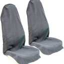 LoyaGour Car Seat Cover Protector Front Seats,for Gym Workout,Running,Swimming,Beach and Hiking,Waterproof Sweat Towel Bucket Seat Covers for Cars SUV Trucks (Grey, 2Pcs)