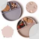 Moonkie Suction Plates for Baby | 100% Silicone BPA-Free Baby Plates with Lids and Food Cover | Divided Design | Microwave and Dishwasher Safe | Toddler Plates 2 Pack (2Pcs-Blush/Pale Mauve)