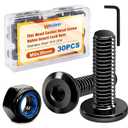 weideer 30pcs M6 x 30mm Nuts and Bolts Kit, Stainless Steel 18-8 (304) Flat Head Hex Socket Cap Furniture Bolts,Nylon Insert Hex Lock Nuts with Hex Spanner K-182 30pcs