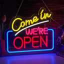 Open Welcome LED Neon Signs Colorful Happy Hour Neon Art Wall Lamps Dimmable Acrylic Light up for Bedroom Man Cave Bar Pub Party Wall Decor