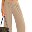 PRETTYGARDEN 2 Piece Sets for Women Summer 2025 Airport Travel Outfits Crop Tank Tops Wide Leg Pants Matching Lounge Sets (Khaki,XX-Large) (XXL)