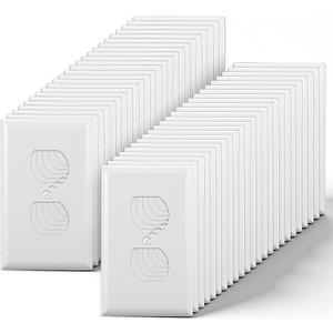 Duplex Outlet Covers, 50 Pack Electrical Outlet Wall Plate, 1-Gang Switch Plates, Dual Receptacle Faceplate, Standard Size 2.76x4.5, Impact Resistant, UL Listed, White, Contractor Pack