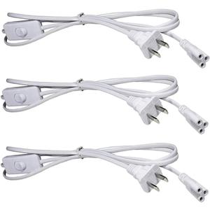(3-Pack) T5 T8 LED Tube Power Extension Cable with On/Off Switch,LED T5/T8 Light Tube Integrated LED Light Fixture Extension Cable Wire (6FT/1.8M)