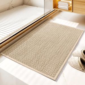 GRANNY SAYS Beige Bathroom Rugs, Absorbent Bath Mats for Bathroom, 36" x 24", Soft Chenille Bath Mat, Small Bath Rugs Non Slip Washable, Quick Dry, Thin, Rug for Tub and Shower