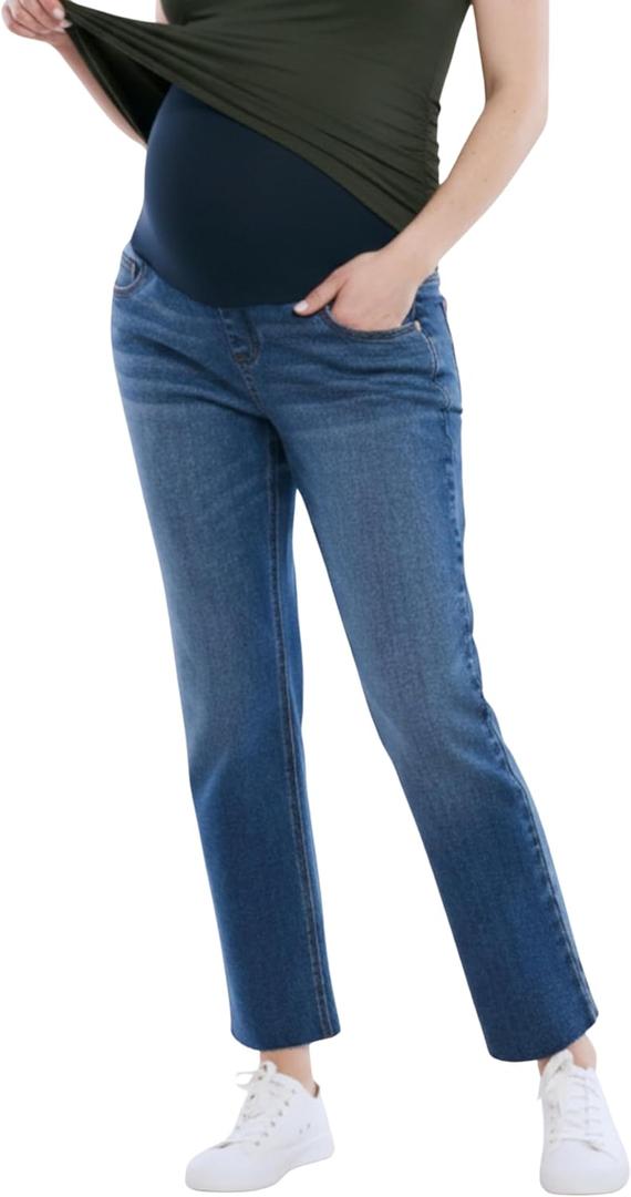 Motherhood Maternity Womens Secret Fit Over The Belly Slim Straight Leg Denim Pregnancy Jeans (Medium)