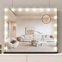 Vanity Mirror with Lights,Makeup Mirror with 17 Dimmable LED Bulbs, 3 Color Lighting Modes Detachable 10X Magnification Mirror Touch Control, 23.6X19,7 inch, Black