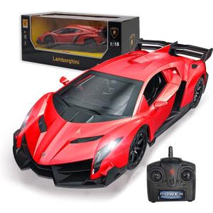 Remote Control Car RC Cars Racing Car 1:18 Licensed Toy RC Car Compatible with Lamborghini Model Vehicle for Boys 6,7,8 Years Old Halloween, red