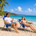SUNNYFEEL High Seat Beach Chair for Adults, High Back 5-Position Lay Flat Reclining Beach Chair with Detachable Cooler Bag, Folding Beach Chair with Cup Holder, Heavy Duty 360 LBS, 1-pack
