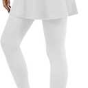 LouKeith Skirted Leggings for Women Athletic Skirt with Leggings Tennis Skirt Yoga Running Golf Skirts with 4 Pockets (White, L)