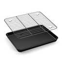 TeamFar Toaster Oven Pan with Cooling Rack Set, 12.5 x 9.7 x 1 Inch Carbon Steel Small Baking Pan Tray with Nonstick Rack for Baking Roasting, Non-Toxic & Heavy Duty, Easy Clean