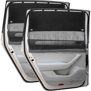 Car Window Shades, 2 Pcs Half Blackout & Half See-Through Magnetic Sun Shade for Rear Window Covers with Fixed Suction Cups,Car Curtains for Baby Sun/Heat/UV Protection