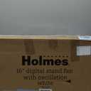 HOLMES 16" Digital Stand Fan, 80 Oscillation, 3 Speeds, 3 Modes, 7.5-Hour Timer, Adjustable Height, 30 Head Tilt, Ideal for Home, Bedroom or Office, Remote Control, White