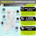Compression Socks for Plantar Fasciitis, Achilles Tendonitis, Arthritis Relief, Ankle Brace Compression Sleeve with Foot Arch Support, Ankle Wrap for Women, Men, Swelling & Heel Pain White L-XL