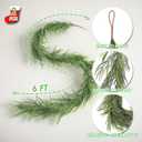 6ft Christmas Norfolk Pine Garland, 2Pcs Artificial Christmas Greenery Garland for Mantel Fireplace Table Wall Stair Window Outdoor Indoor Holiday Decorations 2pcs