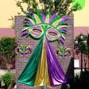 mardi gras Door Decorations, Jester Mask Front Door Sign, Jester Mask Wood mardi gras Door Hanger for Door Wall Hanging Decoration, Carnival Holiday Party Decor Supplies