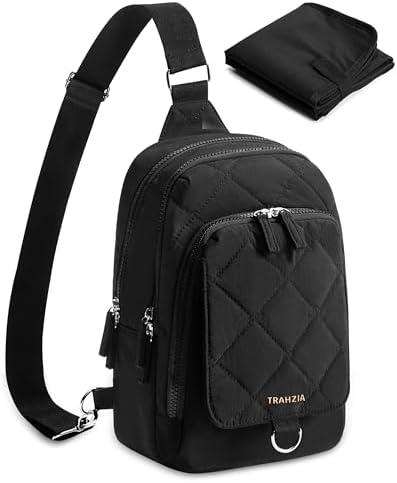 Trahzia Mini Diaper Bag with Portable Changing Pad, Small Crossbody Diaper Purse with Wipe Pouch for Travel and Daily Use, Black (Empty Bag)