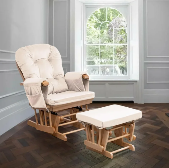 Lovote 5 in 1 Removable Glider Cushions Set Rocking Chair Cushions for Rocker Chair & Ottoman Washable Cover, Beige (Chair NOT Included)